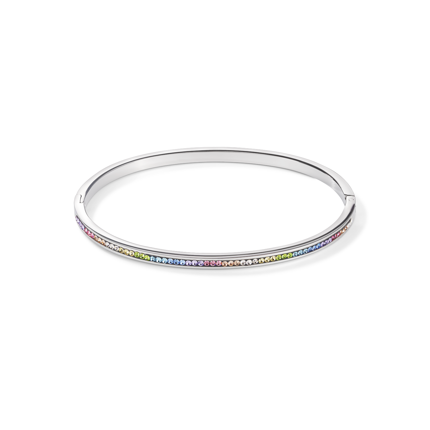 Bangle stainless steel & crystals pavé multicolour pastel