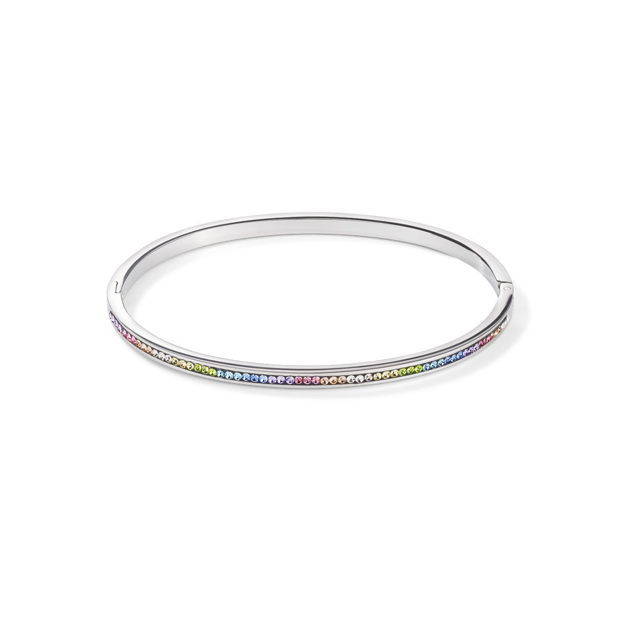 Bangle stainless steel & crystals pavé multicolour pastel