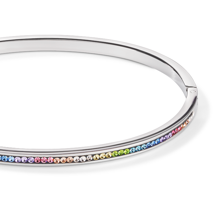 Bangle stainless steel & crystals pavé multicolour pastel