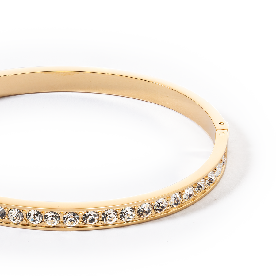 Bangle stainless steel & crystals gold crystal 17