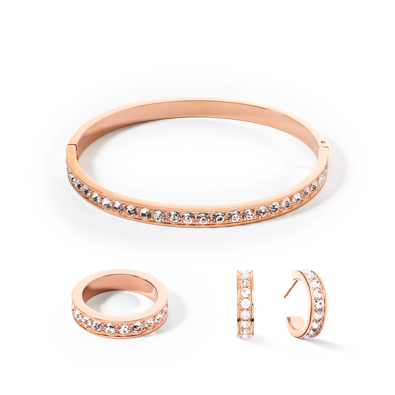 Bangle stainless steel & crystals rose gold crystal 17