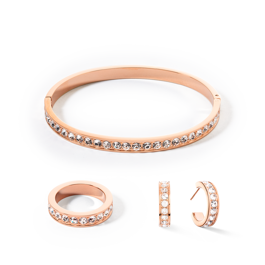 Bangle stainless steel & crystals rose gold crystal 17