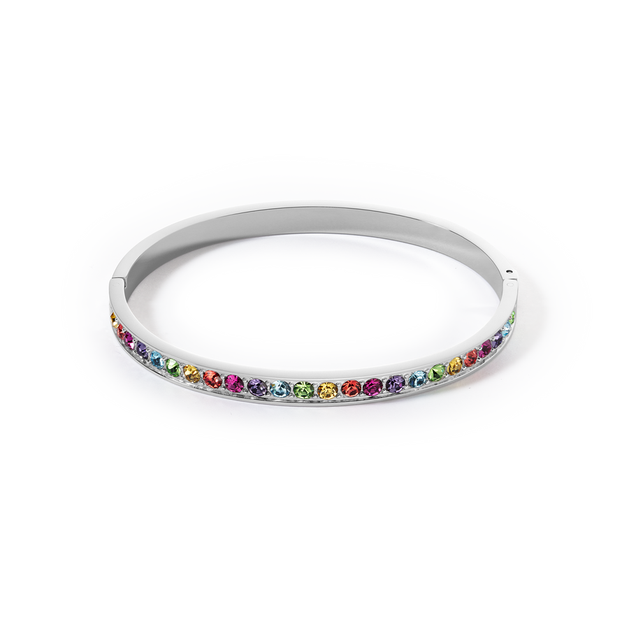 Bangle stainless steel & crystals silver multicolor 19