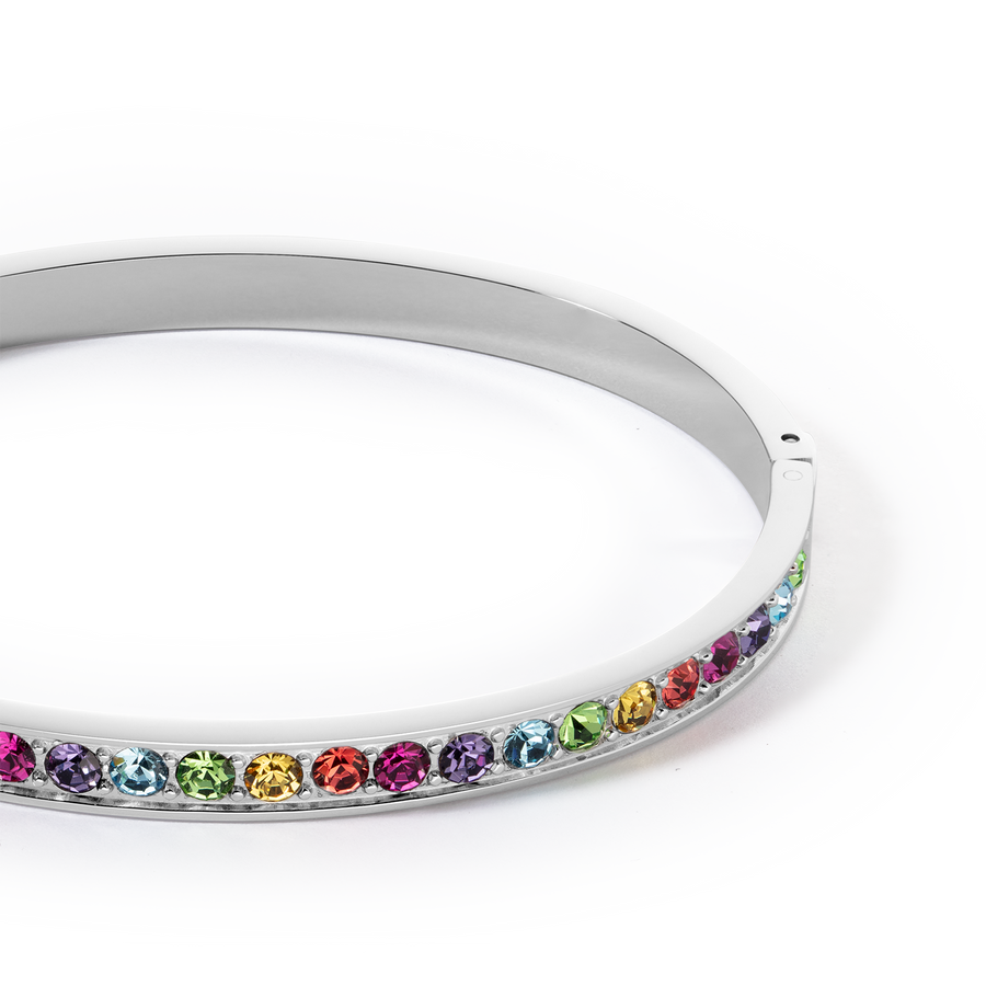 Bangle stainless steel & crystals silver multicolor 19