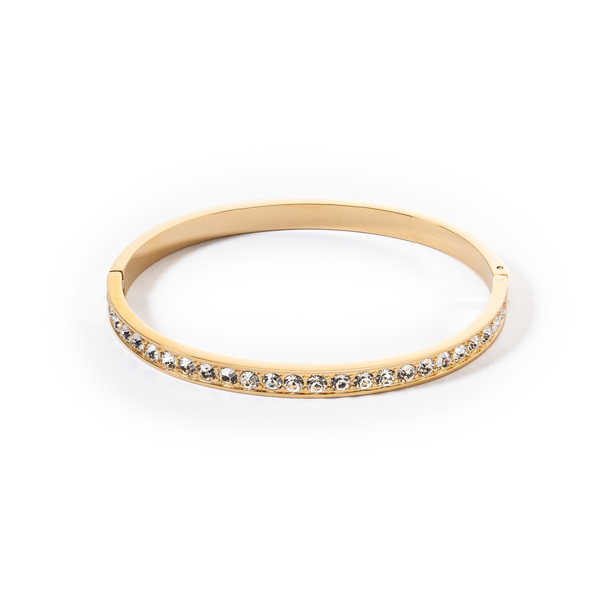 Bangle stainless steel & crystals gold crystal (size 19 cm)