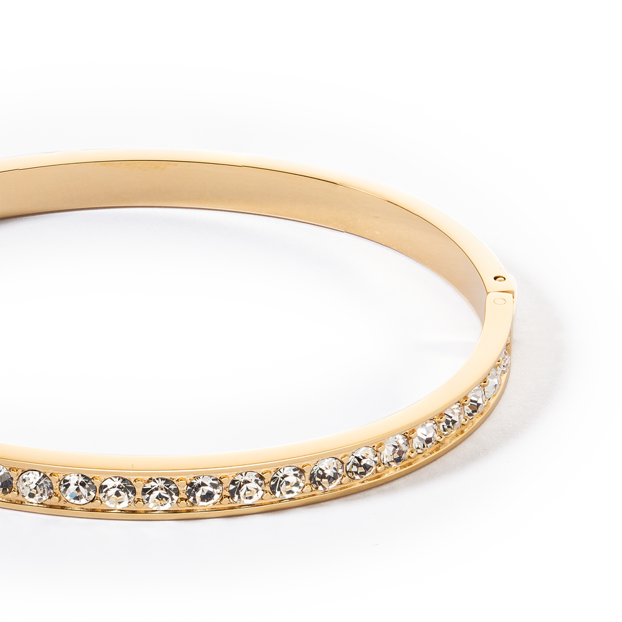 Bangle stainless steel & crystals gold crystal (size 19 cm)