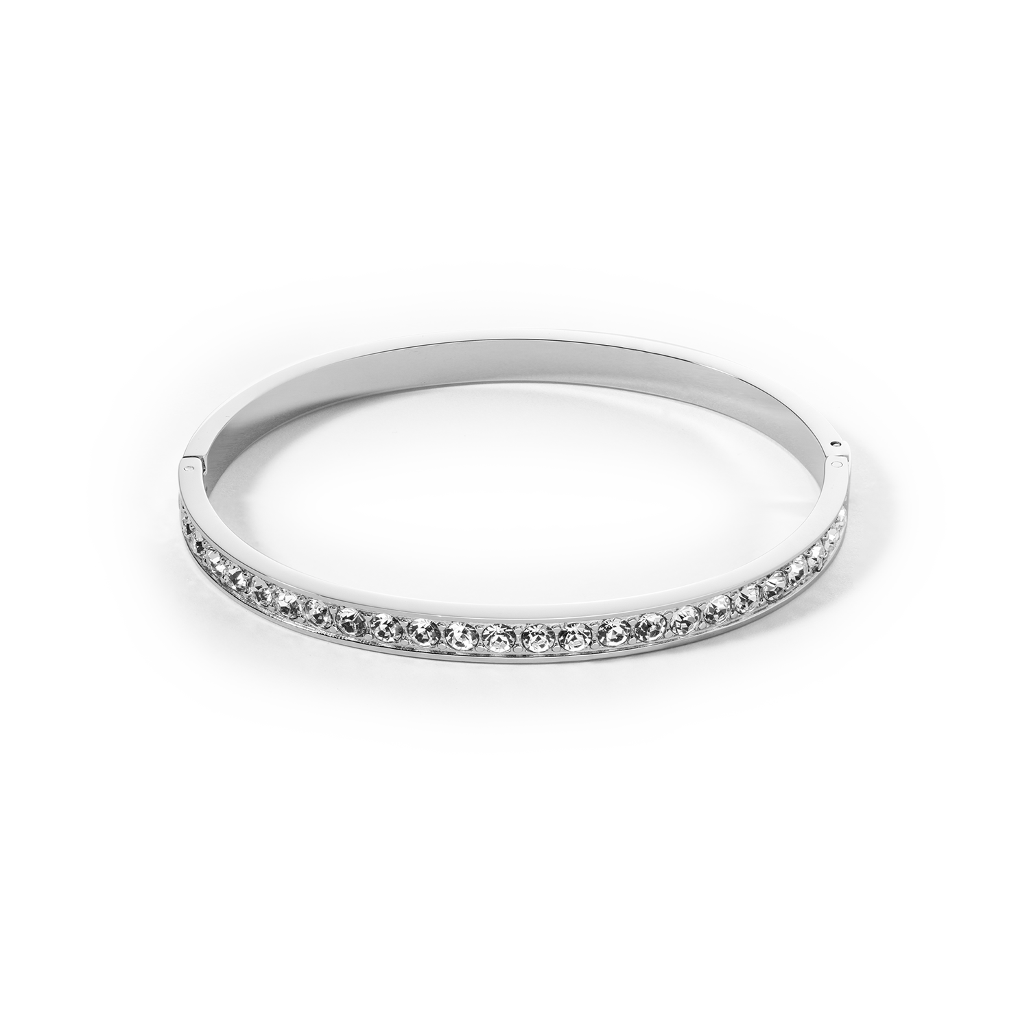 Bangle stainless steel & crystals silver crystal (size 19 cm)