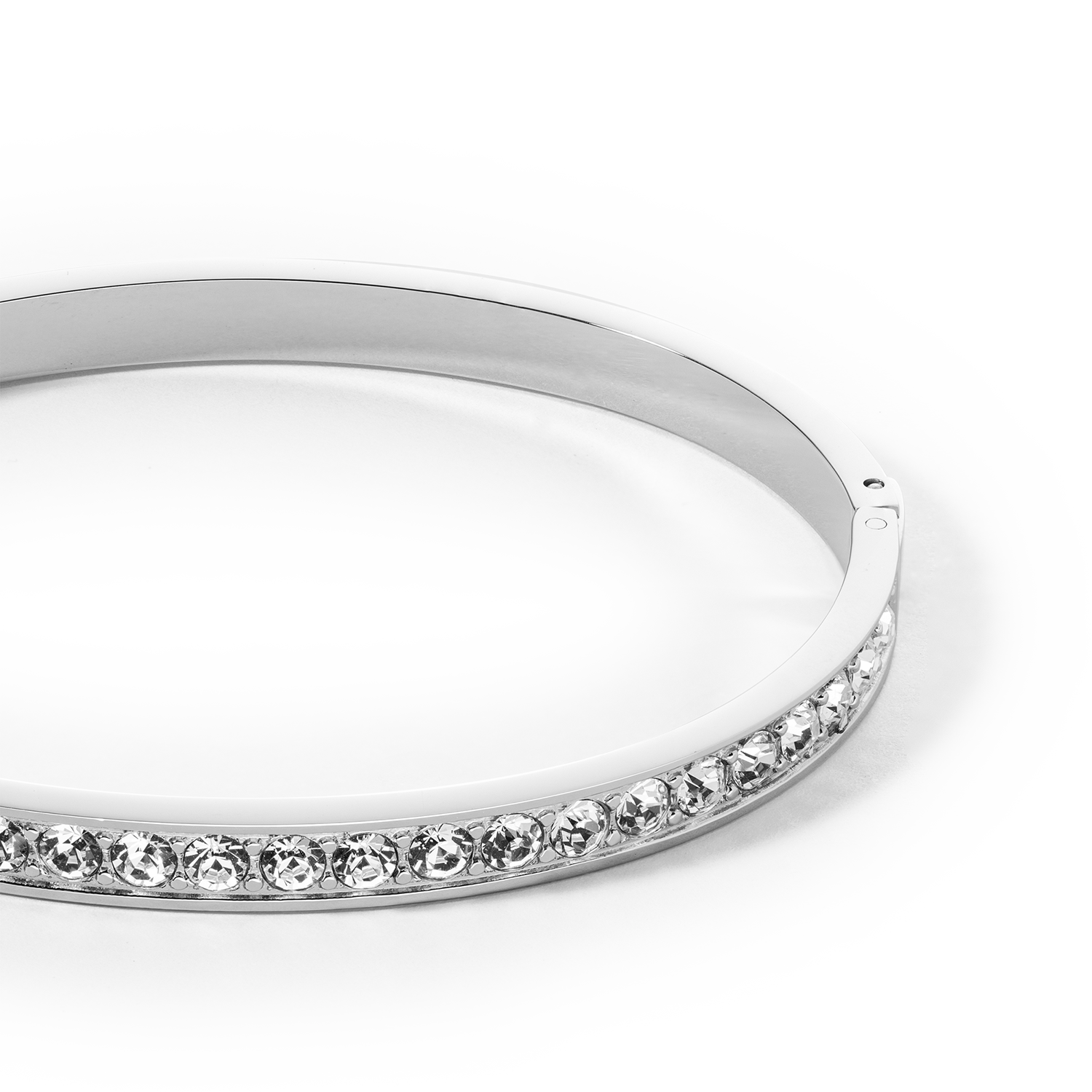 Bangle stainless steel & crystals silver crystal (size 19 cm)