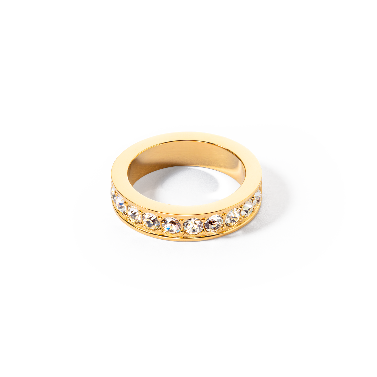 Ring stainless steel & crystals gold crystal