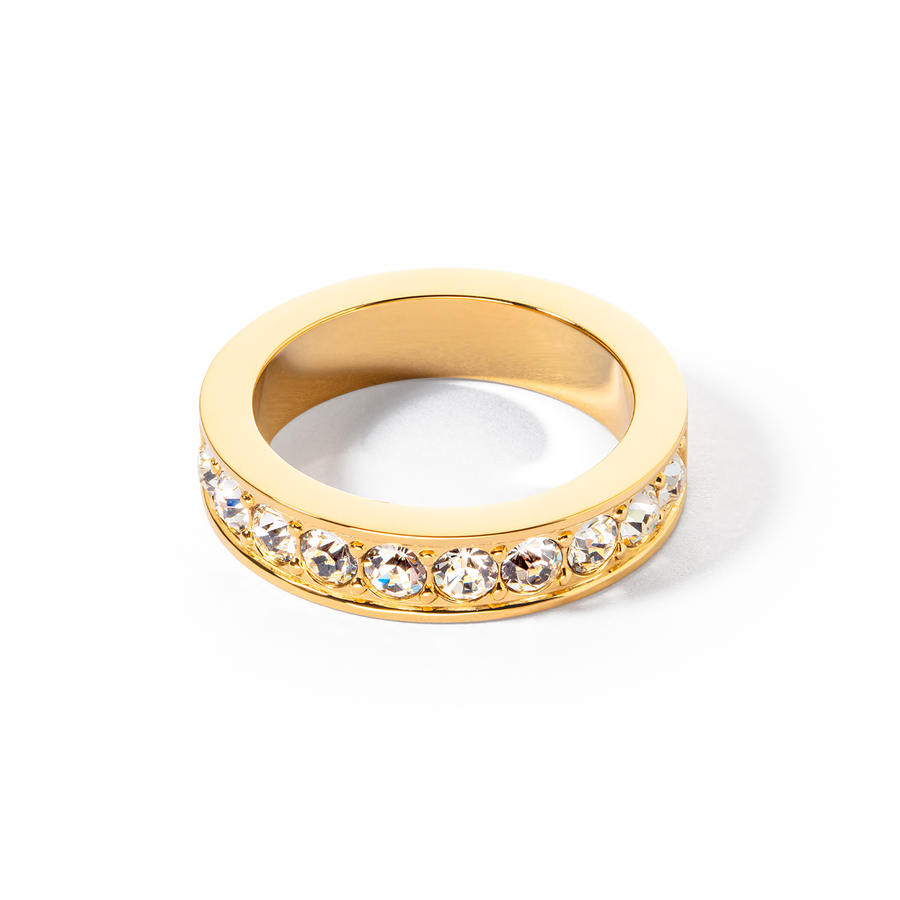 Ring stainless steel & crystals gold crystal