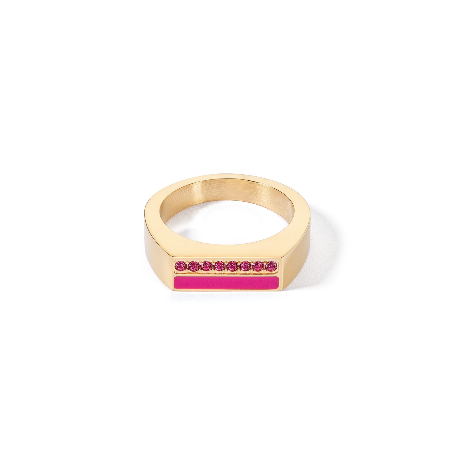 Ring Square Stripes gold-pink