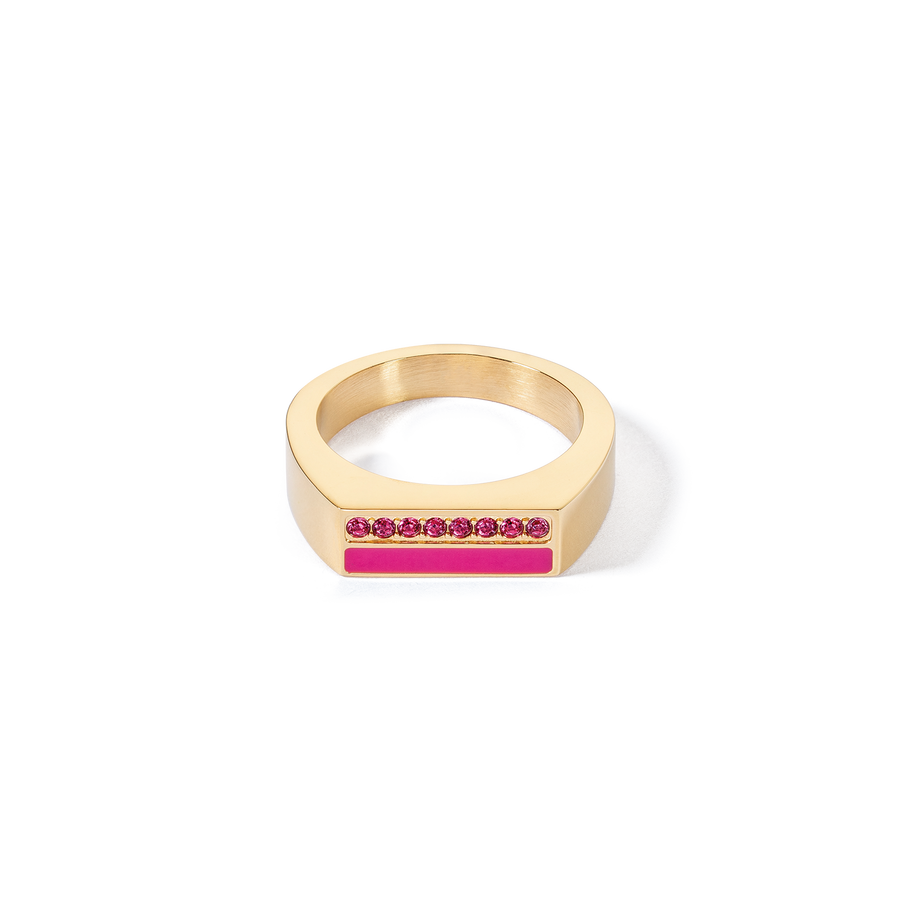 Ring Square Stripes gold-pink