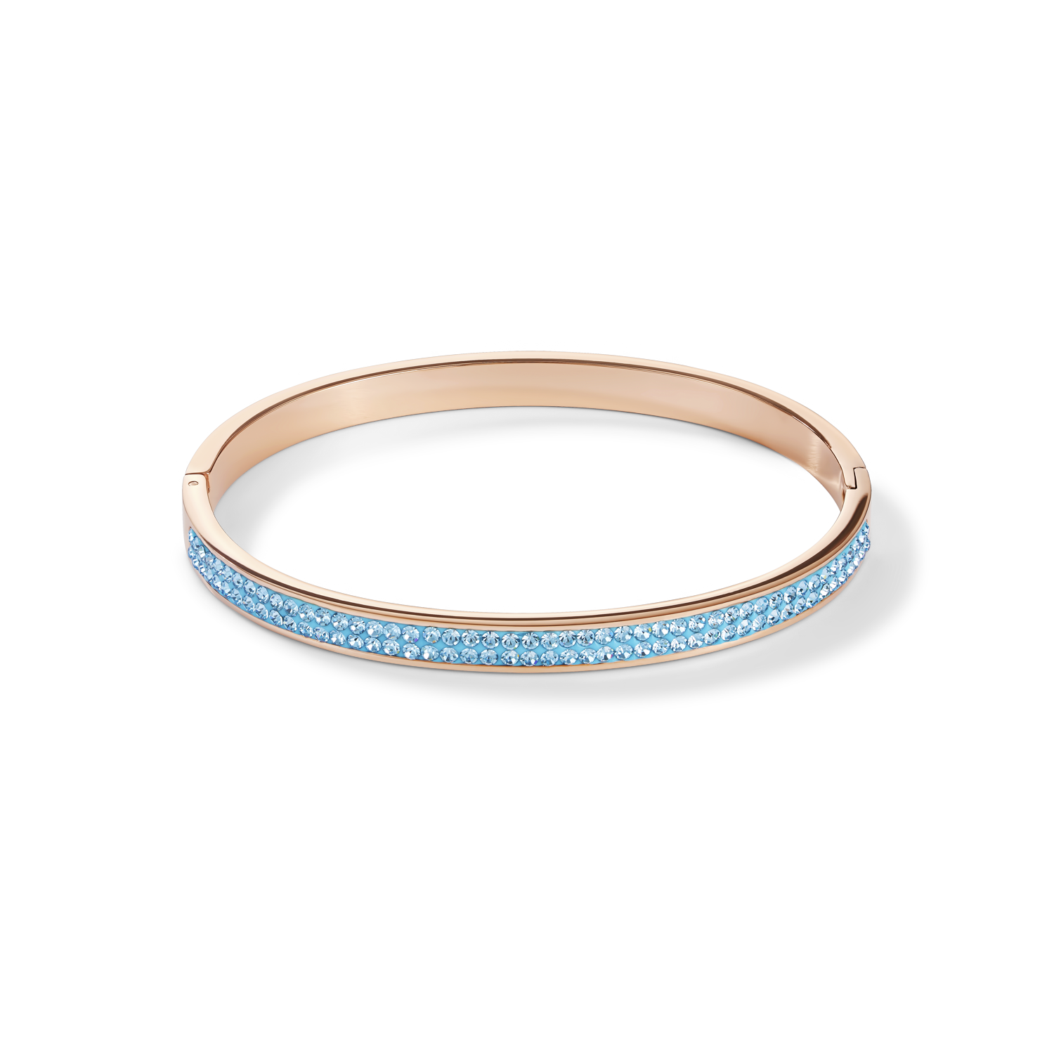 Bangle stainless steel rose gold & crystals pavé aqua