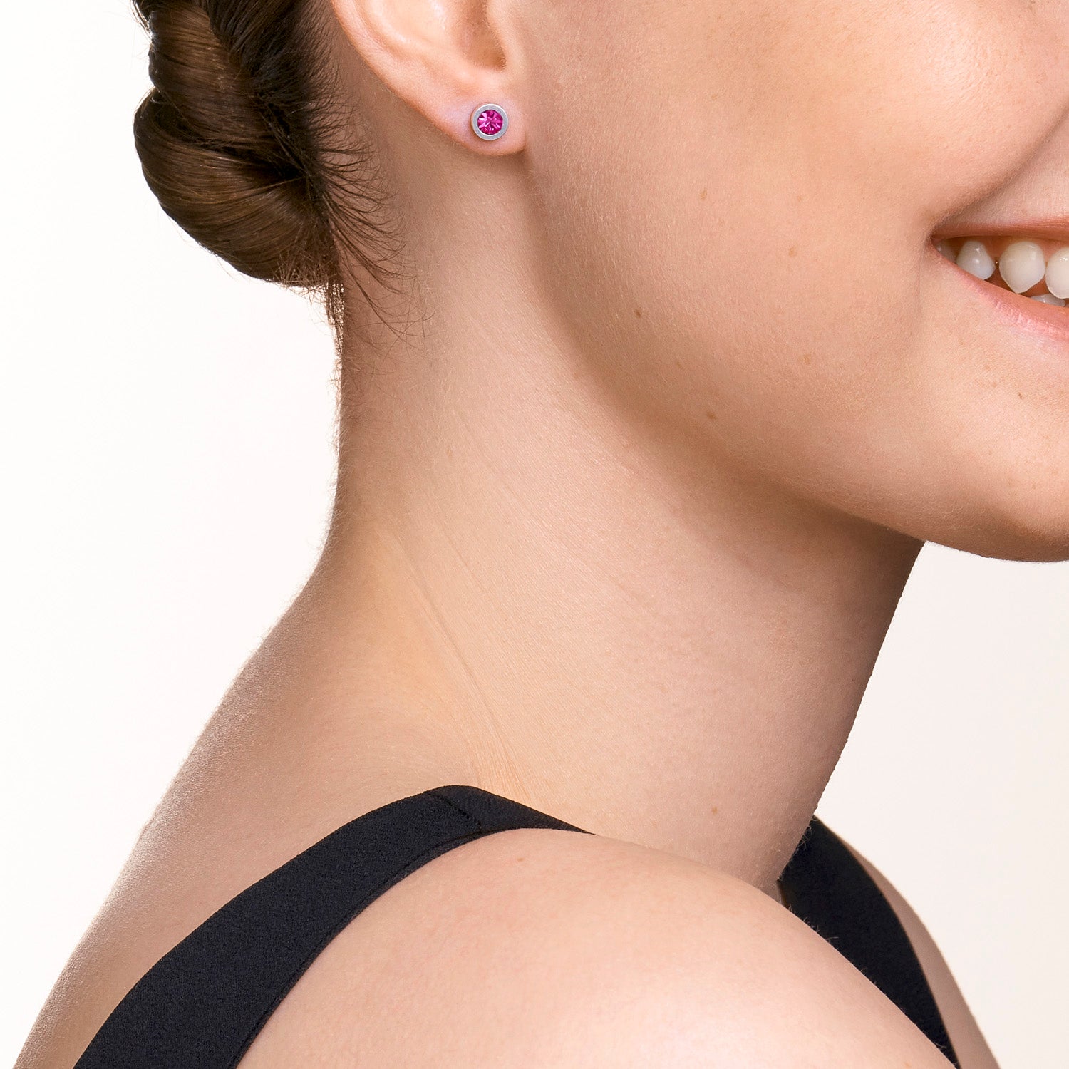 Earrings Crystal & stainless steel silver pink
