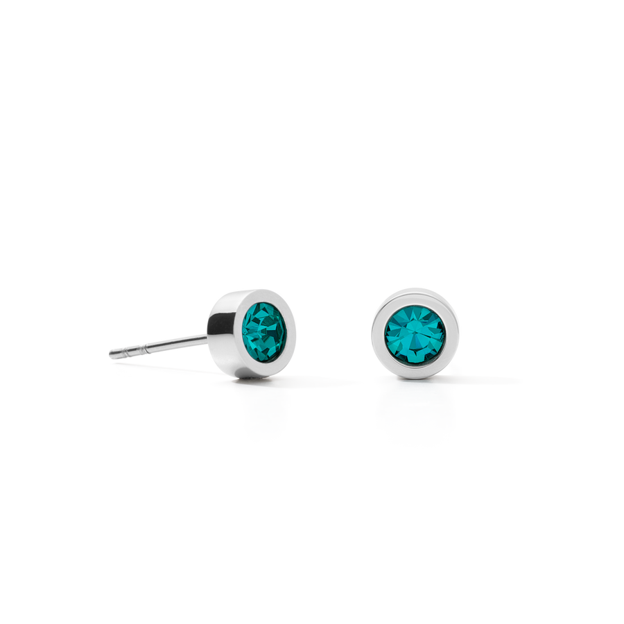 Earrings Crystal & stainless steel silver turquoise