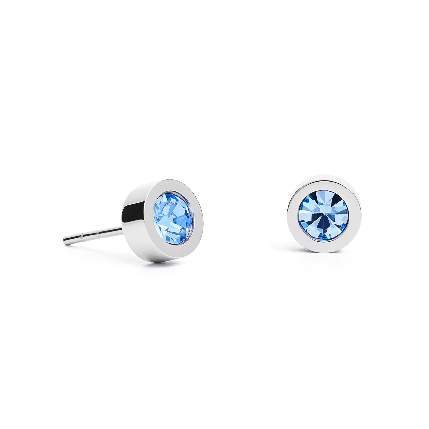 Earrings Crystal & stainless steel silver light blue