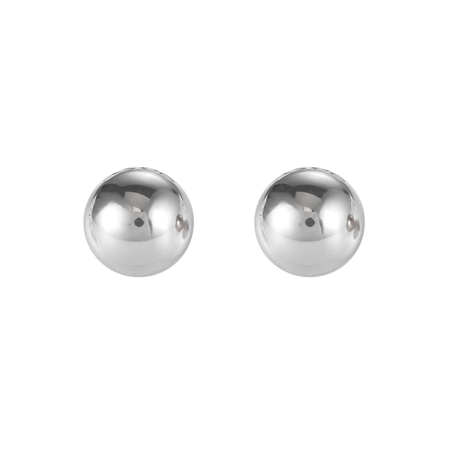 Earrings stainless steel ball small silver