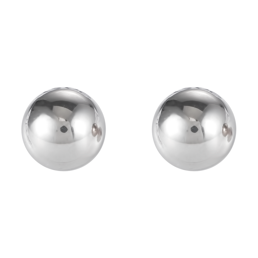 Earrings stainless steel ball small silver