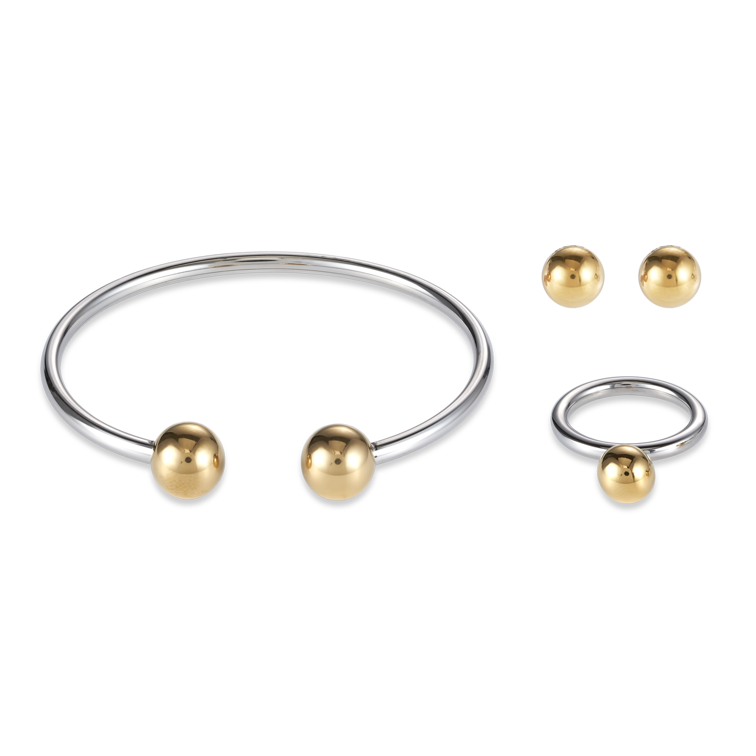 Ring stainless steel ball small gold