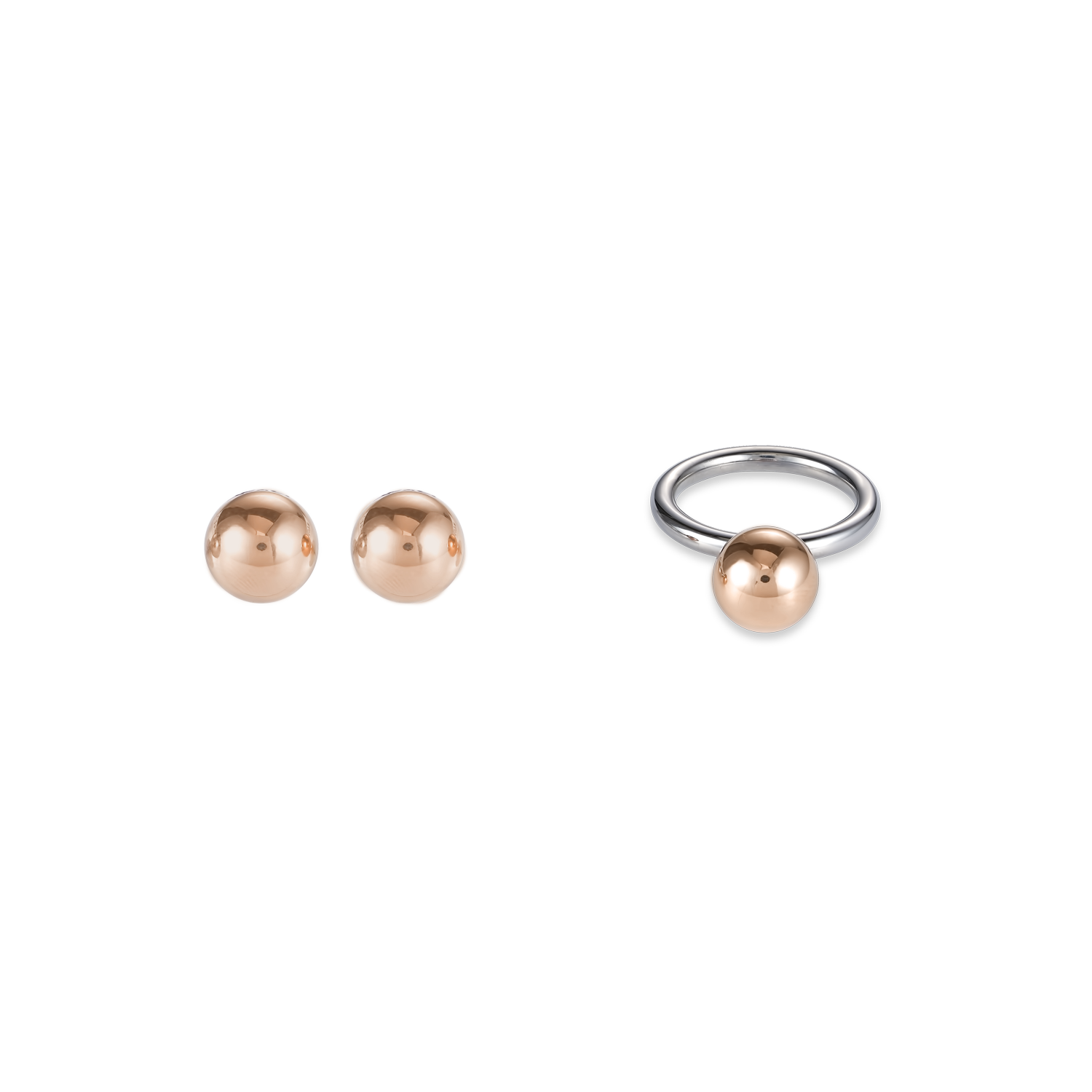 Earrings stainless steel ball large rose gold