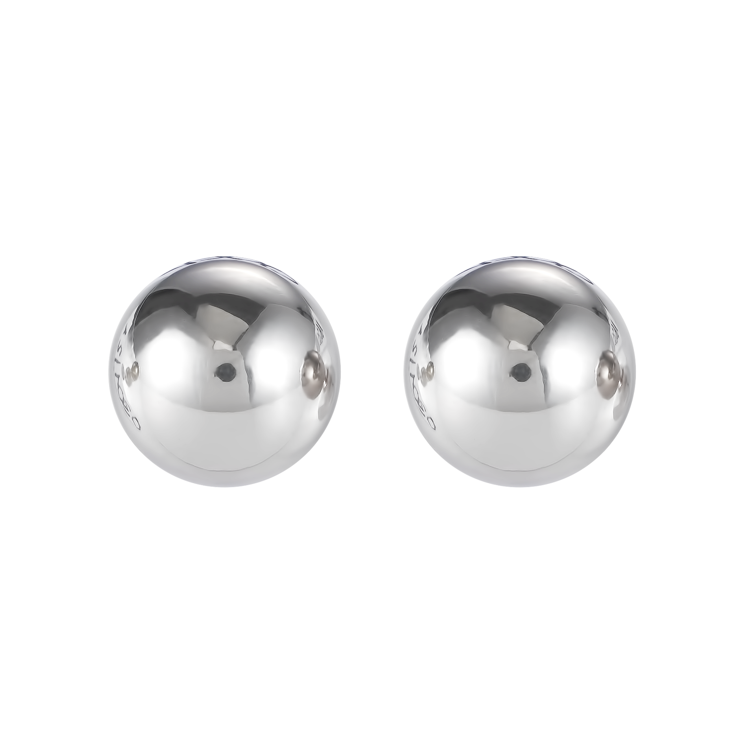 Earrings stainless steel ball large silver