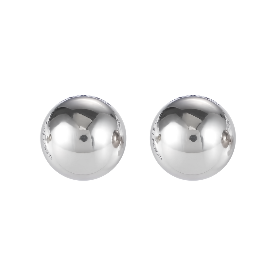 Earrings stainless steel ball large silver