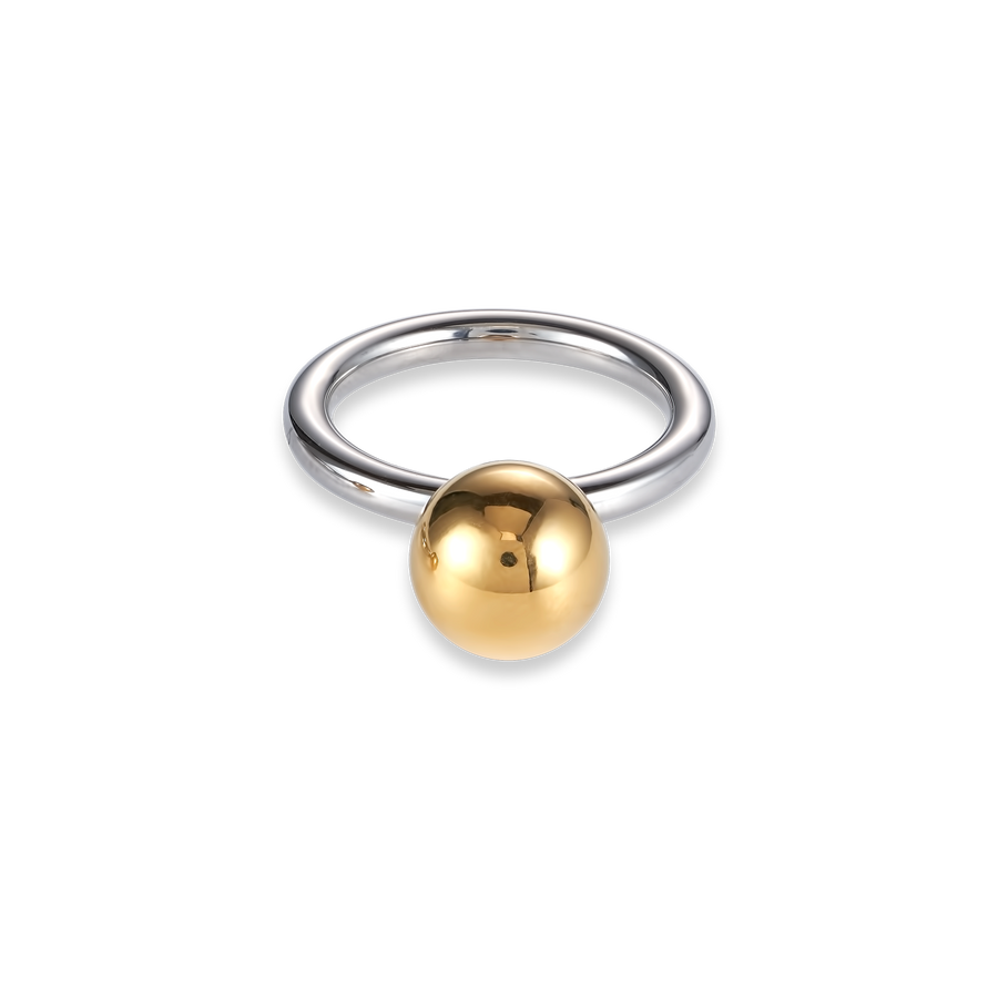 Ring stainless steel ball large gold