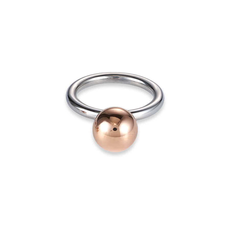 Ring stainless steel ball large rose gold