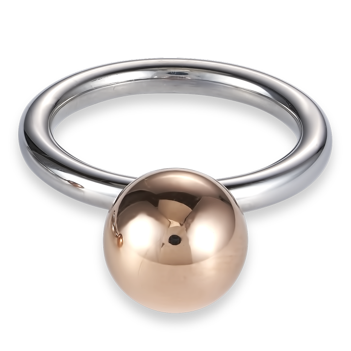 Ring stainless steel ball large rose gold