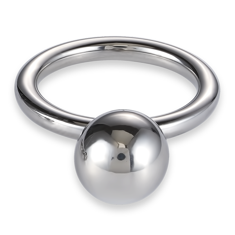 Ring stainless steel ball large silver