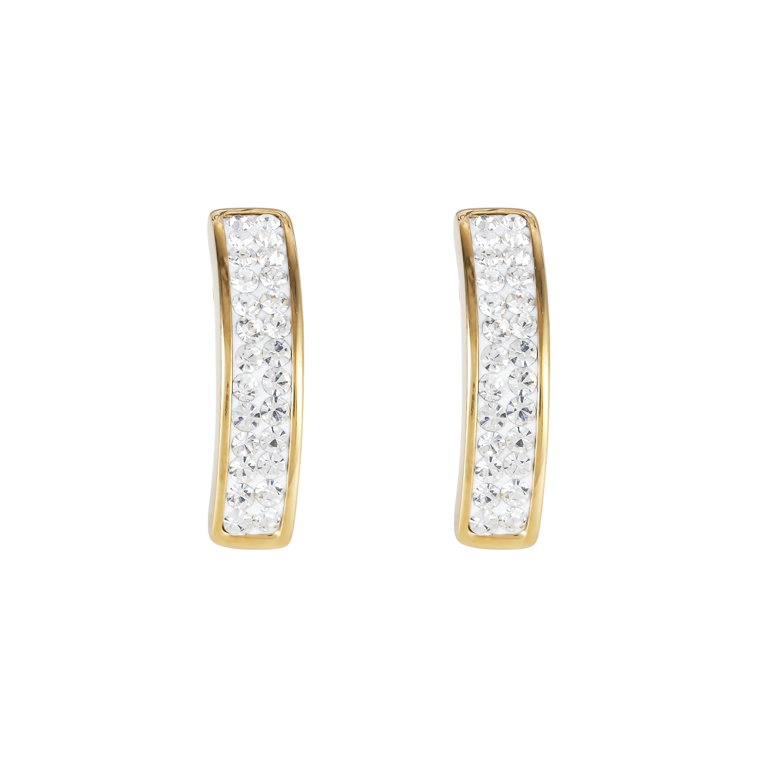Earrings stainless steel gold & crystals pavé crystal