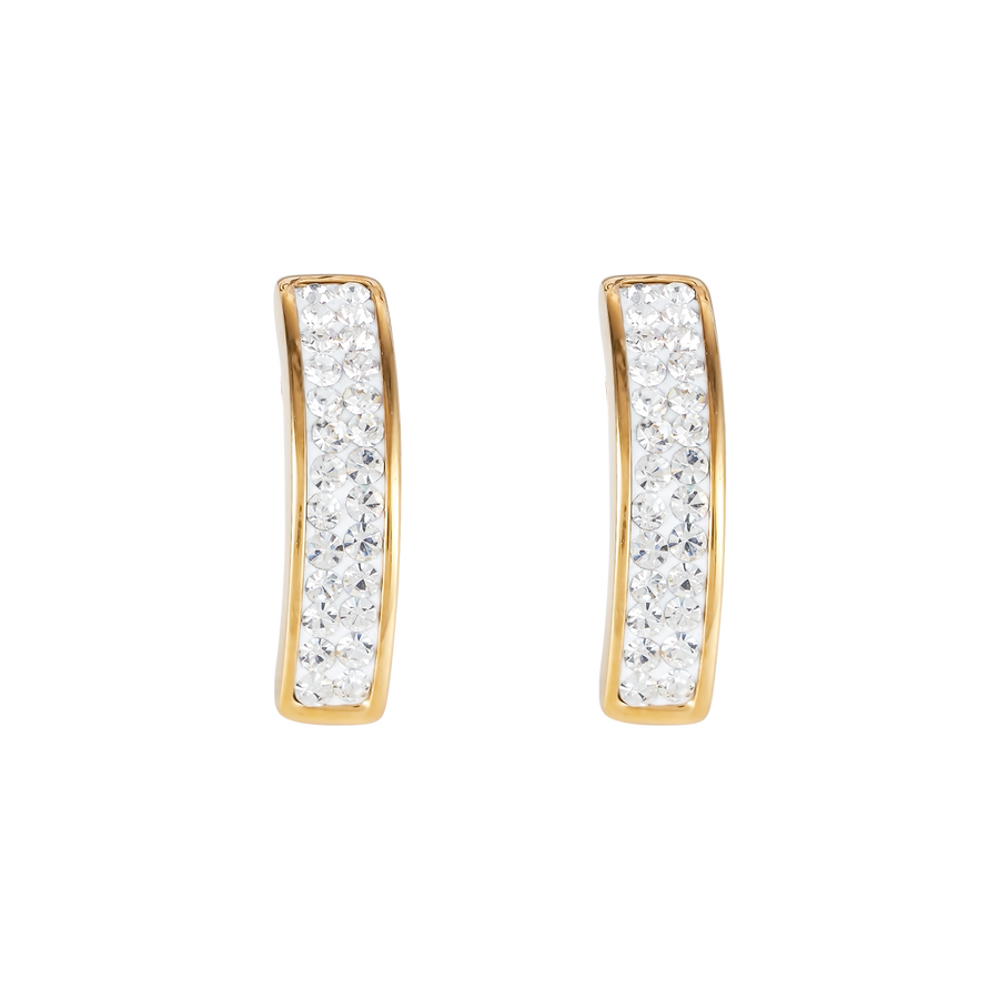 Earrings stainless steel gold & crystals pavé crystal