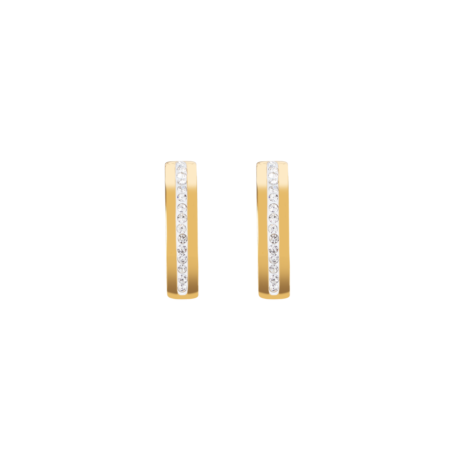 Earrings stainless steel gold & crystals pavé strip crystal