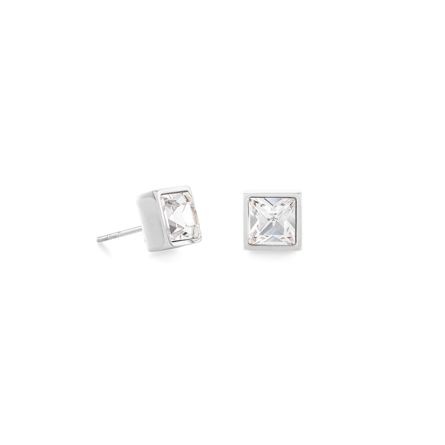 Brilliant Square big earrings silver crystal