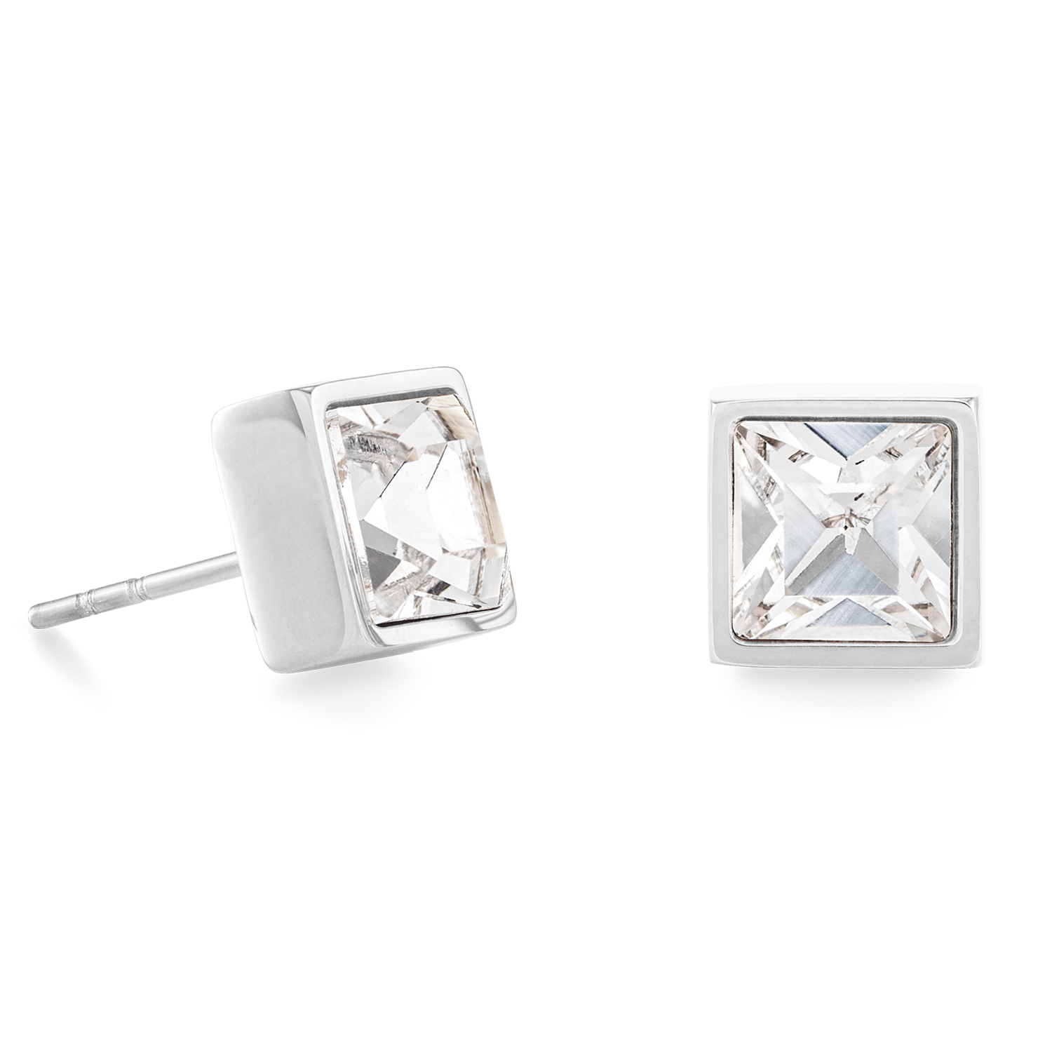 Brilliant Square big earrings silver crystal