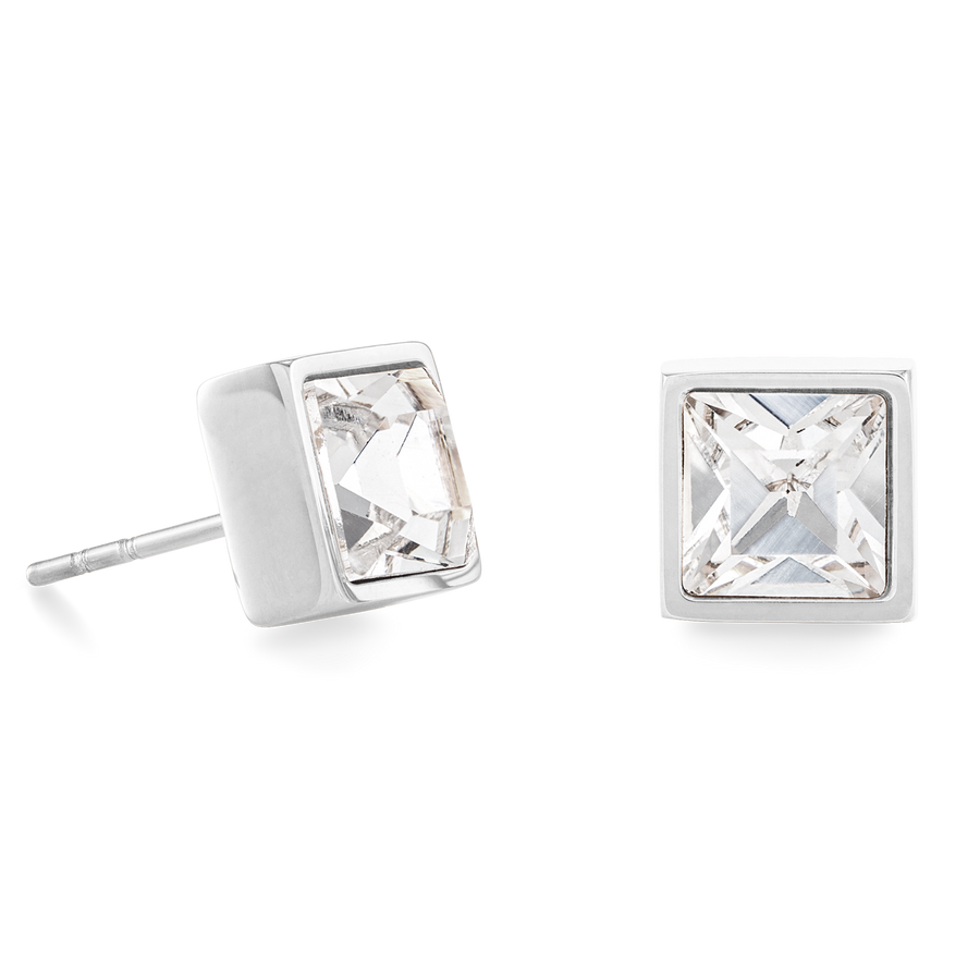 Brilliant Square big earrings silver crystal