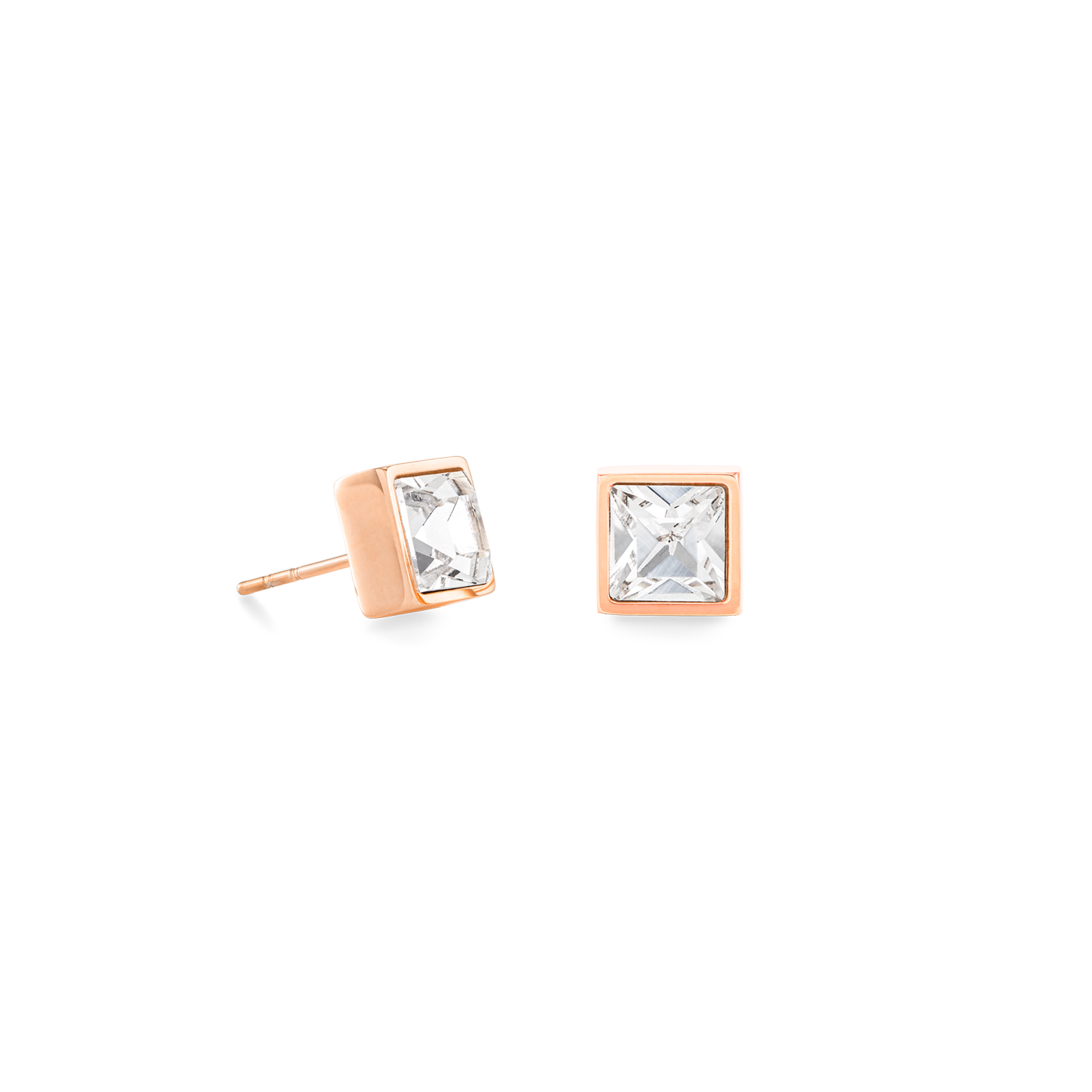 Brilliant Square big earrings roségold crystal