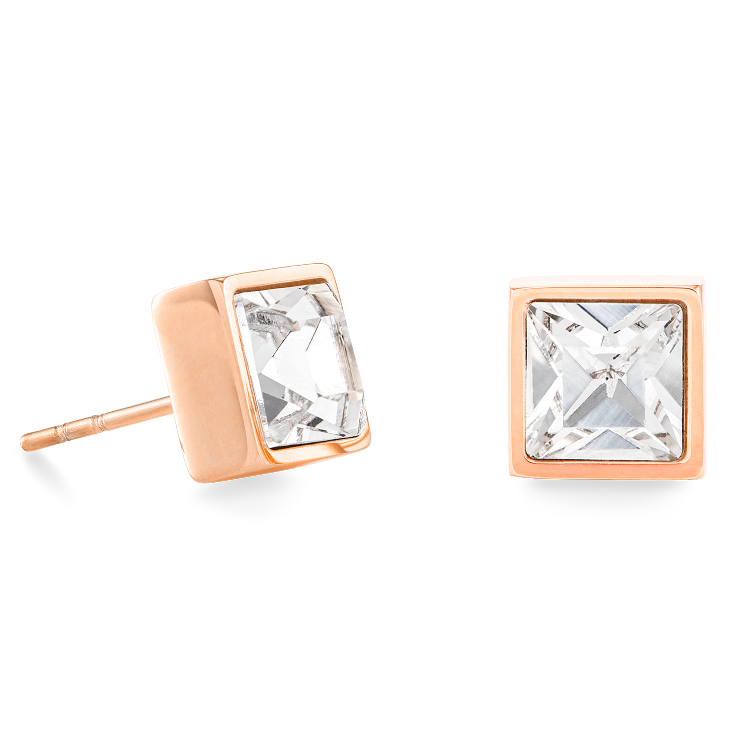 Brilliant Square big earrings roségold crystal