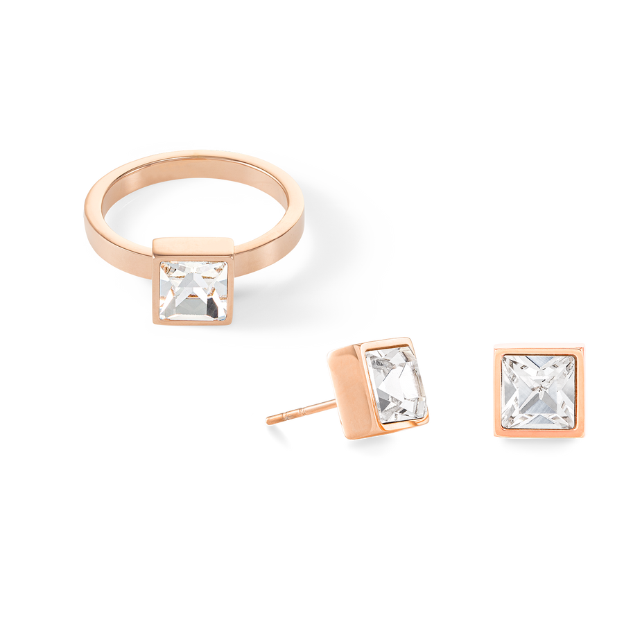 Brilliant Square big earrings roségold crystal
