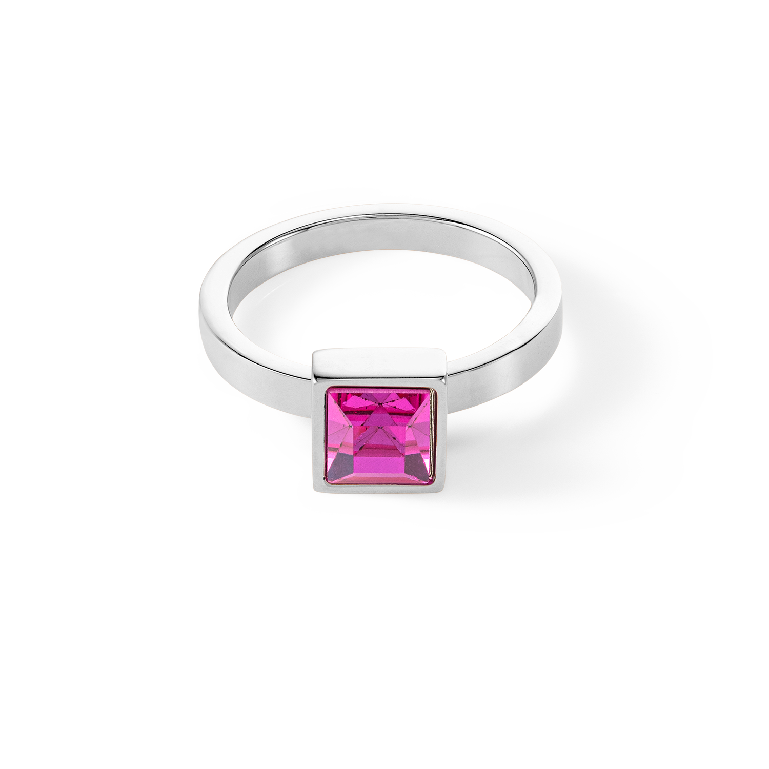 Brilliant Square big ring silver pink