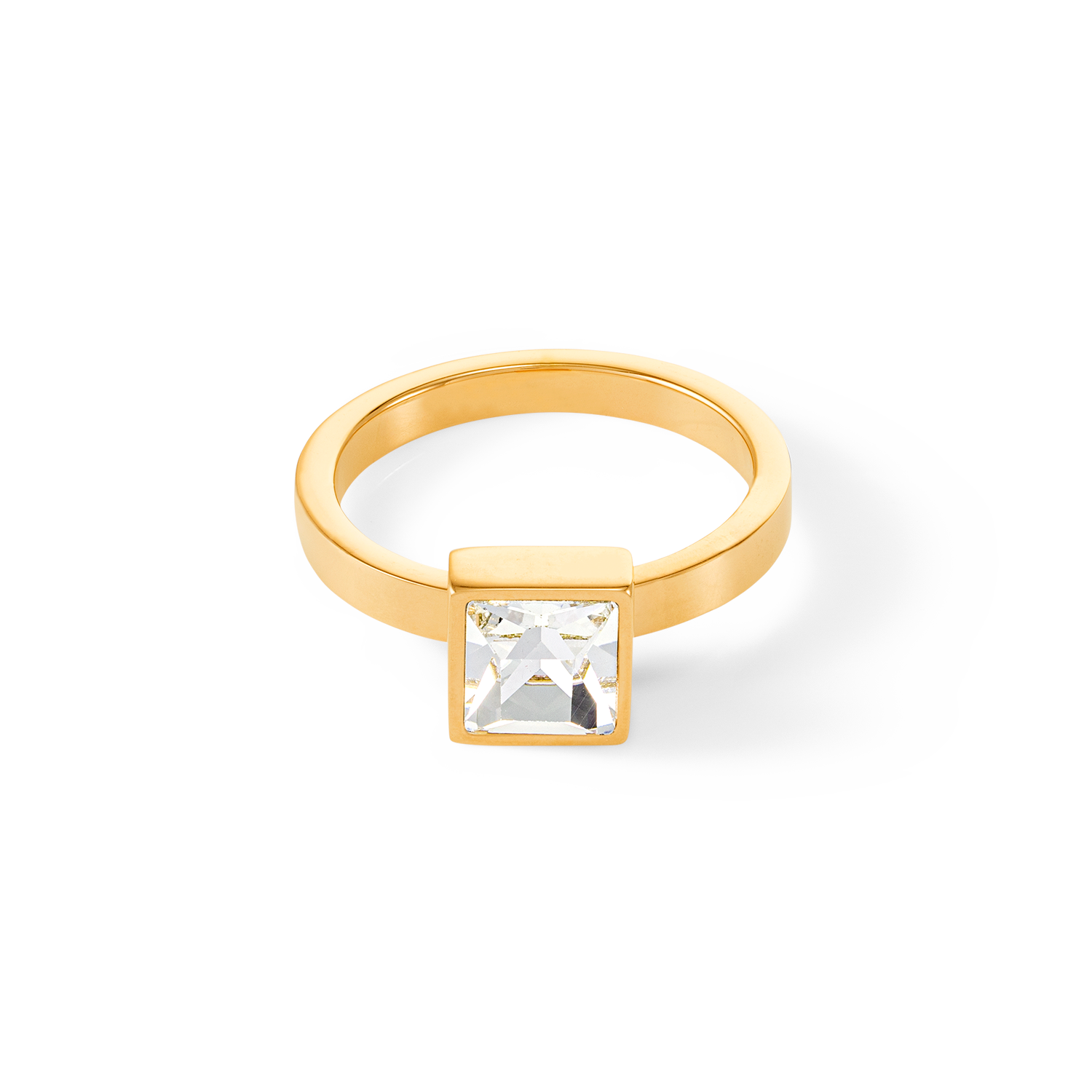 Brilliant Square big ring gold crystal