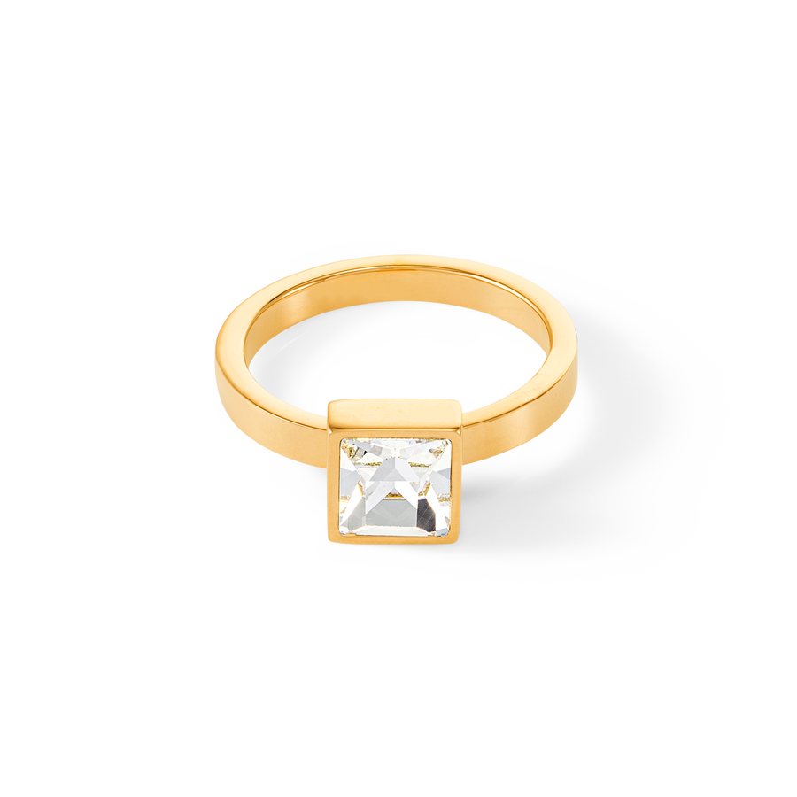 Brilliant Square big ring gold crystal