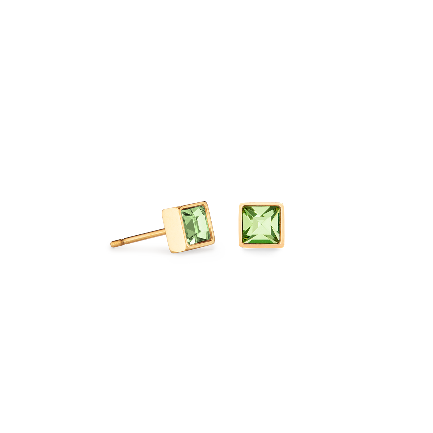 Brilliant Square small earrings gold green