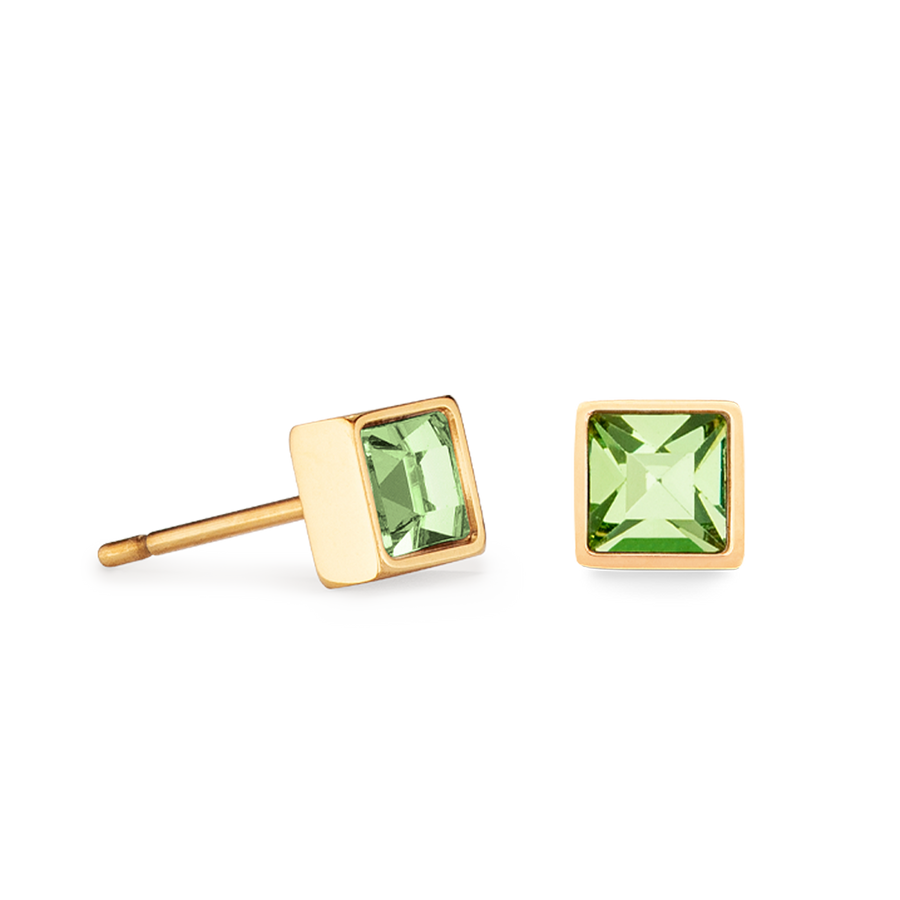 Brilliant Square small earrings gold green