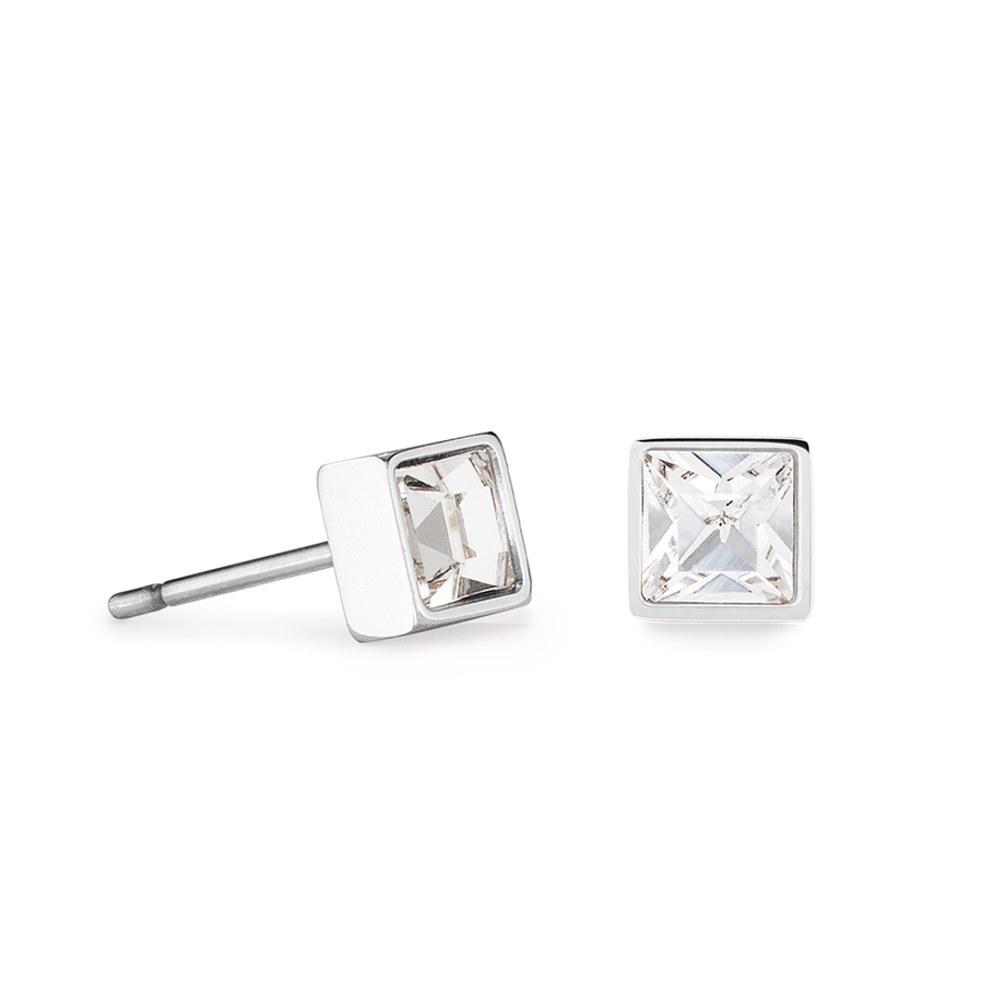 Brilliant Square small earrings silver crystal