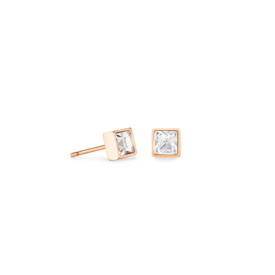 Brilliant Square small earrings rose gold crystal