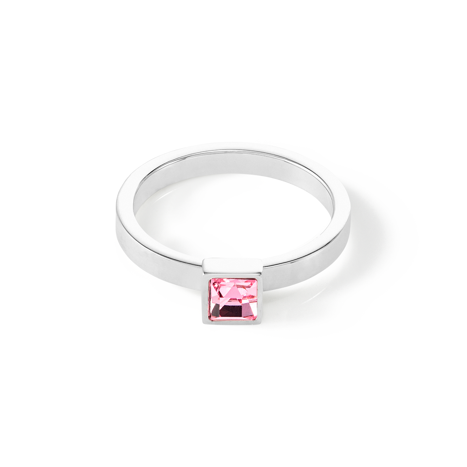 Brilliant Square small ring silver light pink