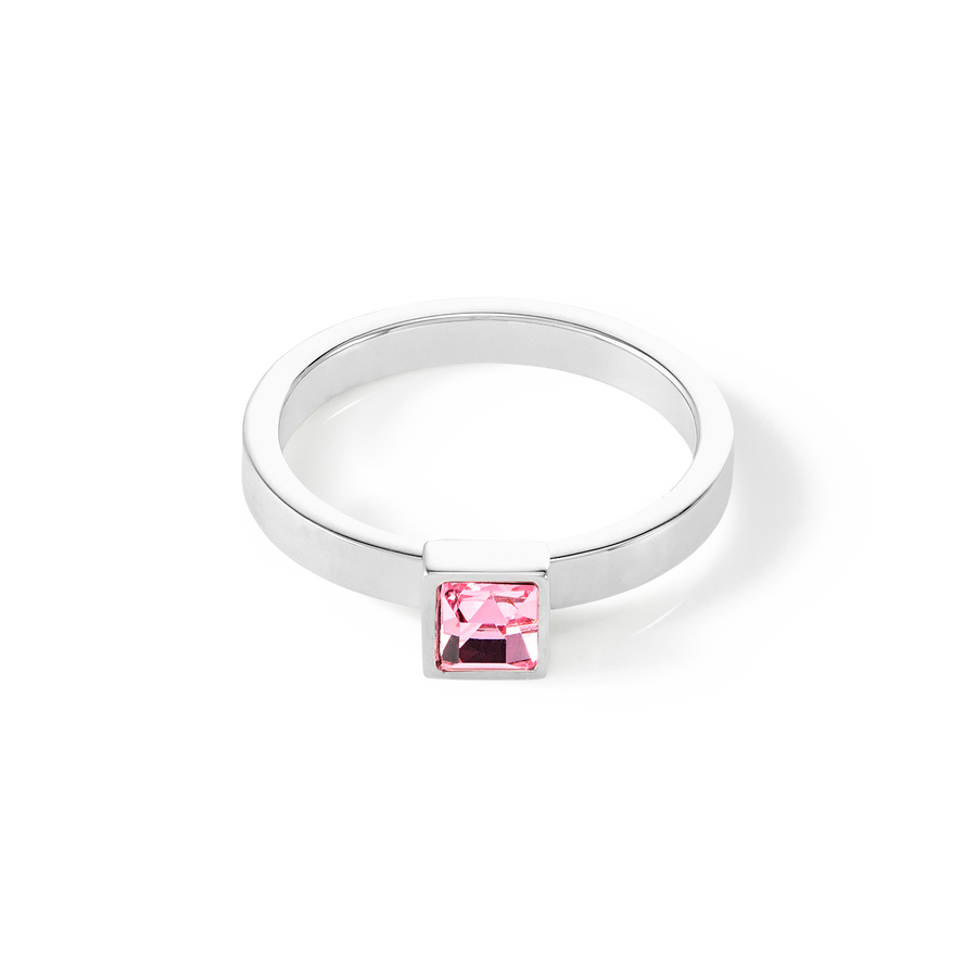 Brilliant Square small ring silver light pink