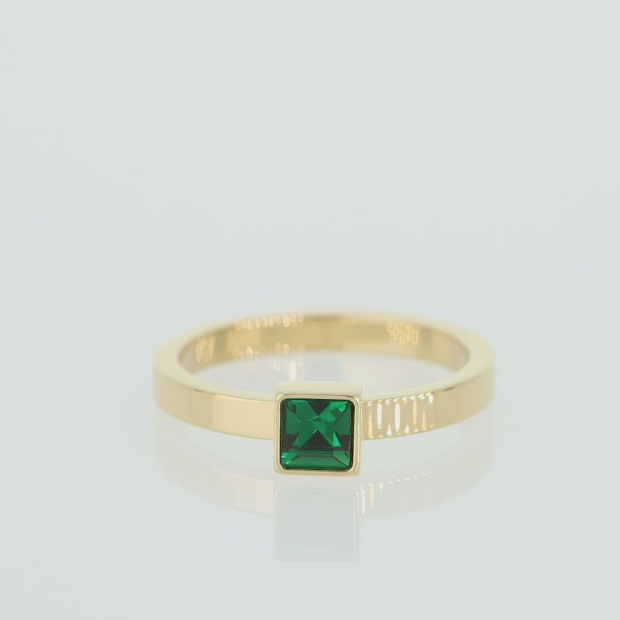 Brilliant Square small ring gold dark green