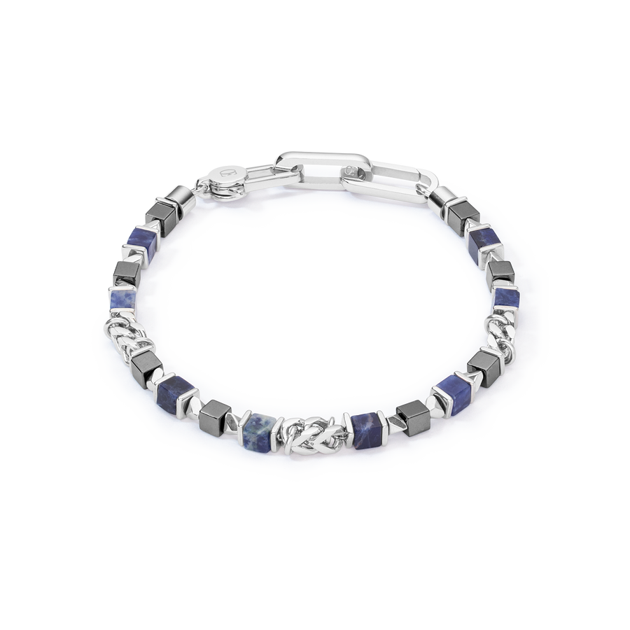 Unisex bracelet cubes & chain blue
